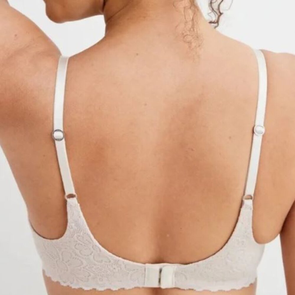 Aerie Light Beige Sunnie Full Coverage Lightly Lined Blossom Lace Trim Bra - Picture 4 of 5